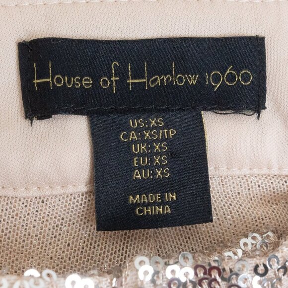 House of Harlow 1960 Sequin Flare Pants XS Champagne Metallic Glam Showgirl - Picture 6 of 13